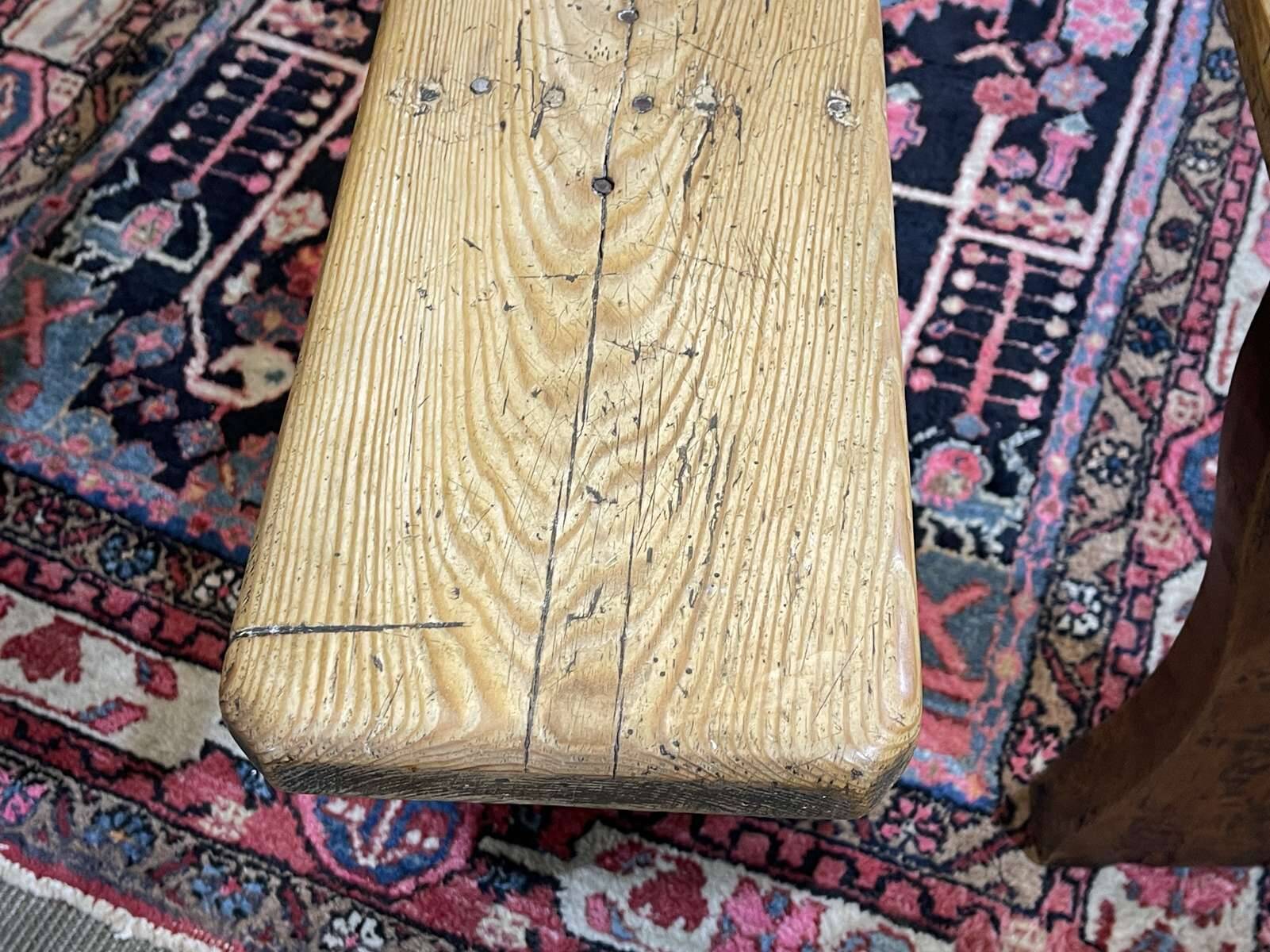 Pair of farmhouse table benches in fir from the early 20th century.