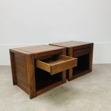 Pair of vintage Maison Regain elm bedside tables