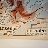 School map of ancient geography 1960 map of France the Garonne le Rhône