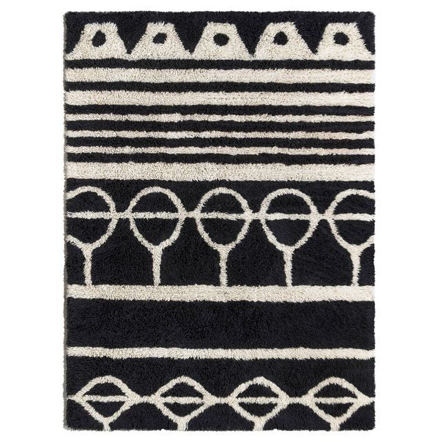 Berber carpet Oudéa pure black and white wool - 290 cm x 210 cm