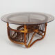 Rattan and glass coffee table