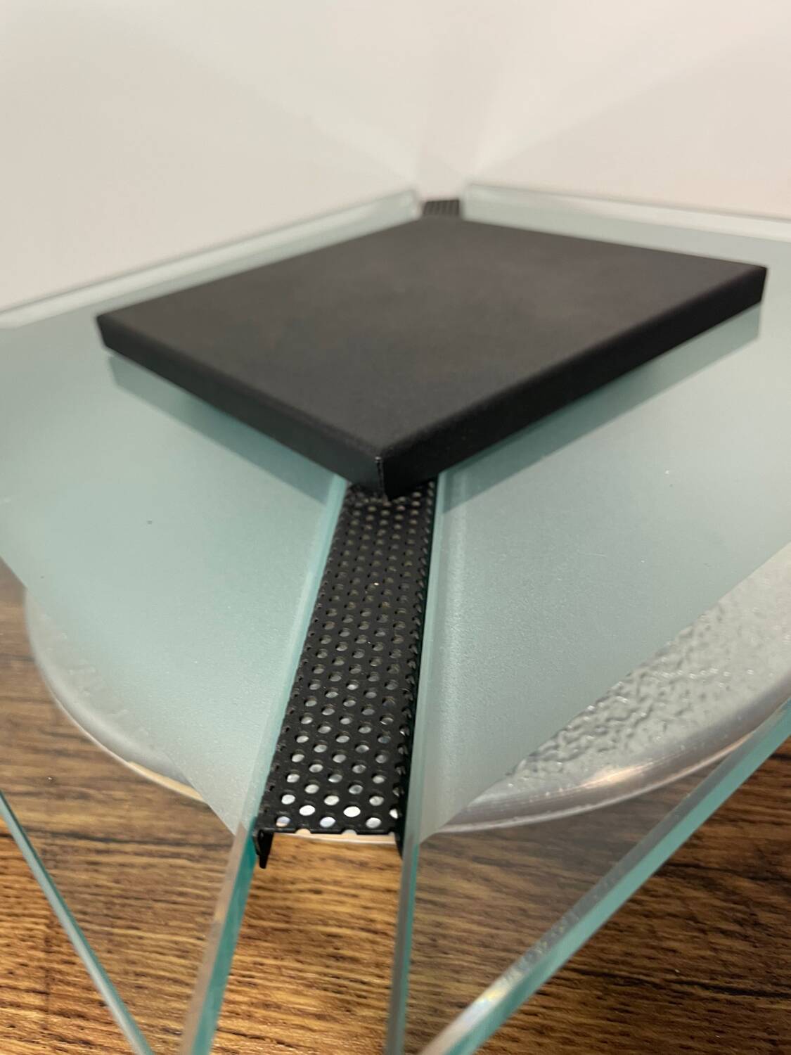 Pair of vintage design metal and glass wall lights