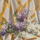Old painting, oil on wood, lilac flowers on drapery by Sarret.