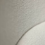 Fauteuil haut de salon vintage en teck et tissu bouclé blanc du milieu du siècle norvégien, années 1960