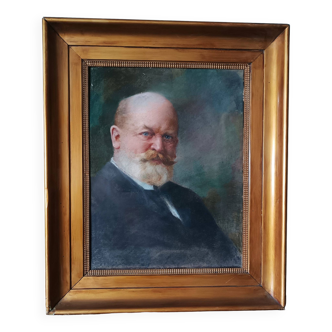 Peinture Au Pastel d'Un Portrait d'Homme XIXe Siècle