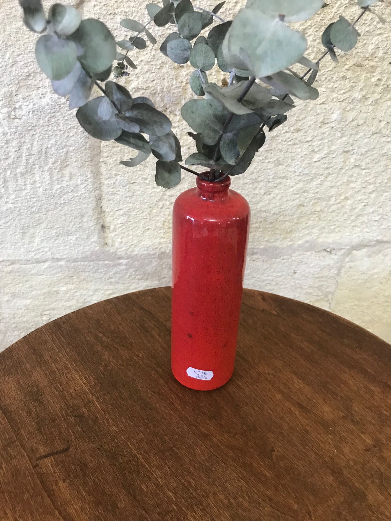 Red stoneware bottle vase - soliflore