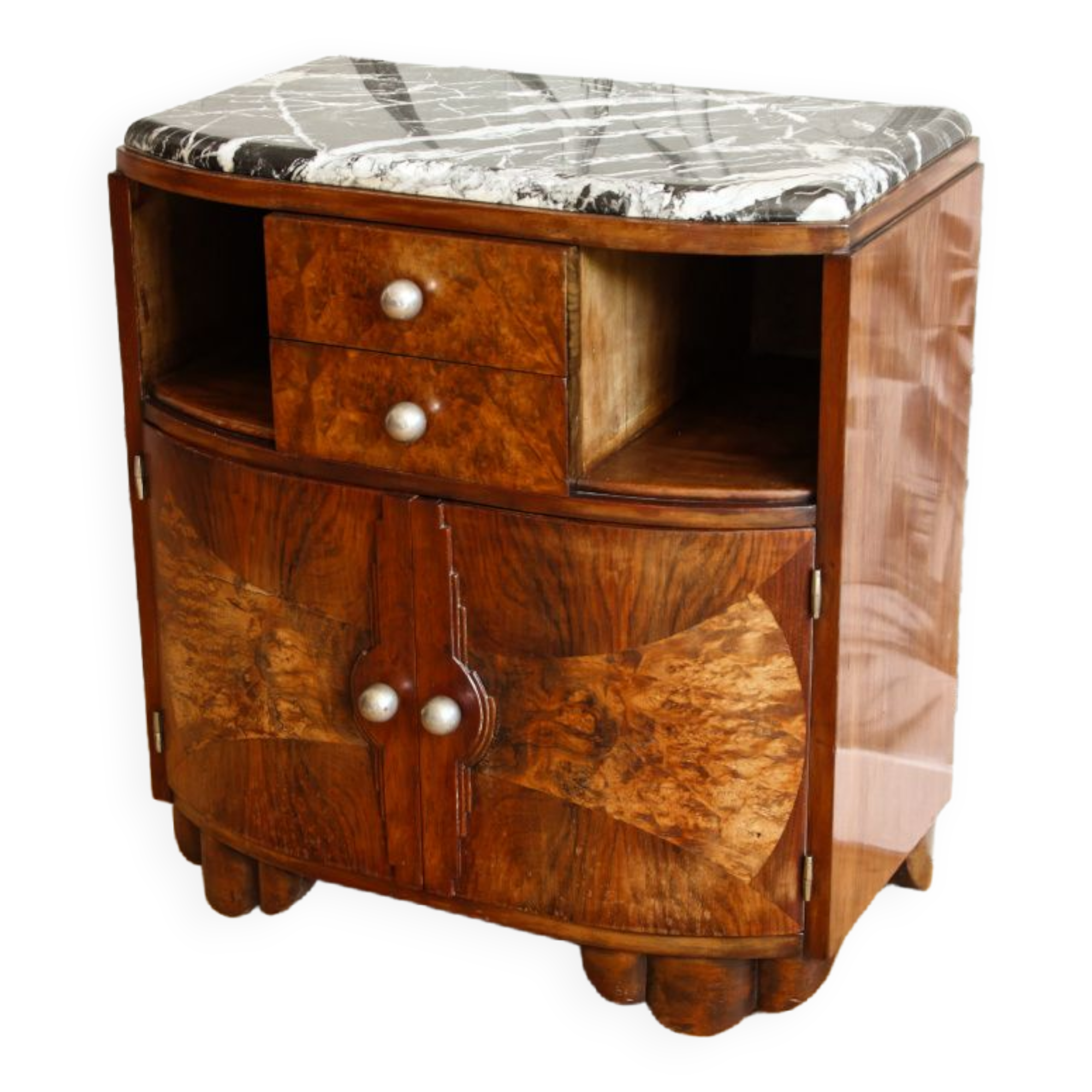 Bedside, art deco side table in precious wood