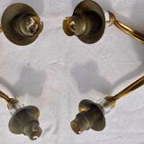 Pair of modernist bronze sconces & vintage crystal balls