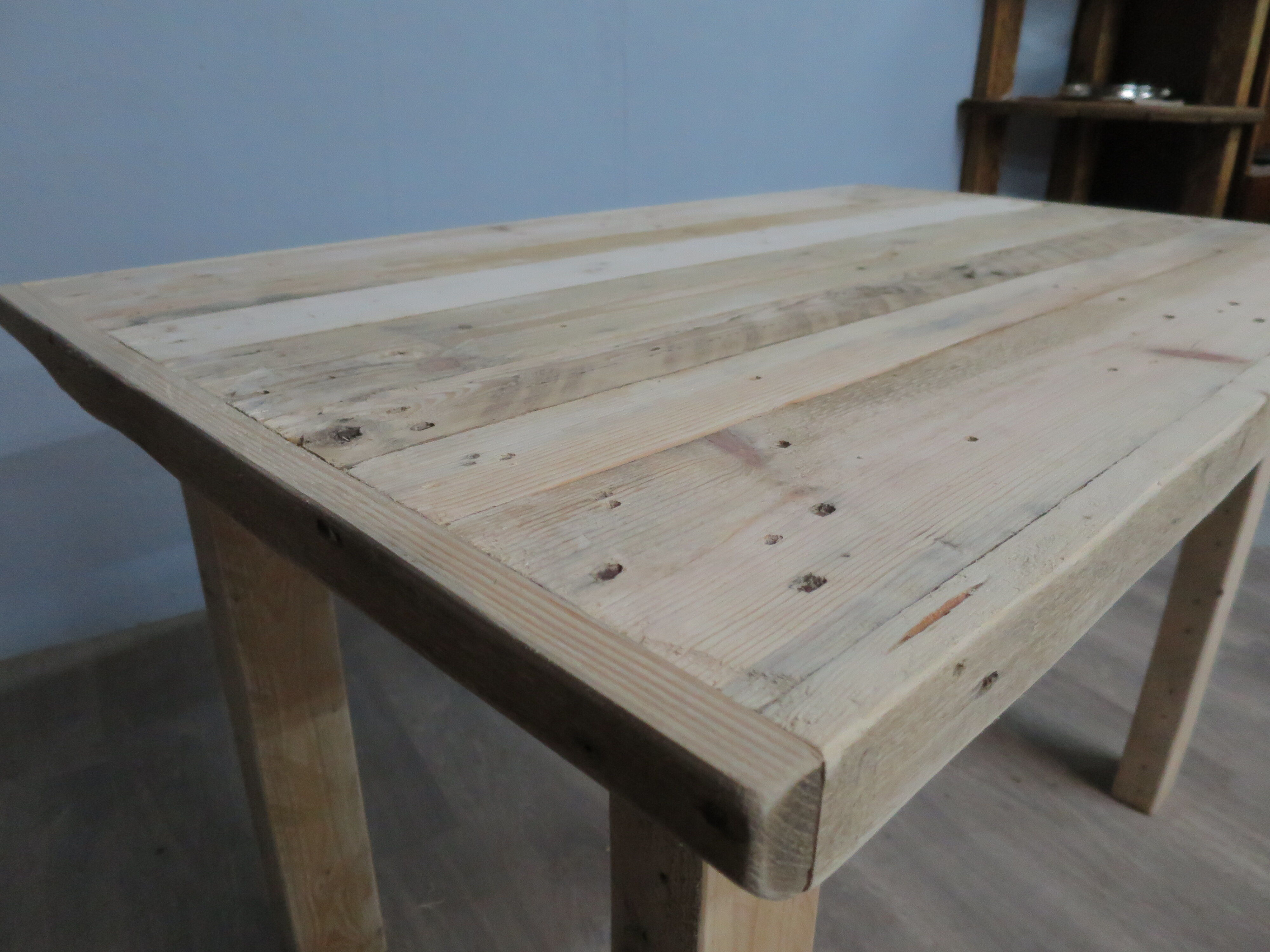 Raw farmhouse table in solid wood