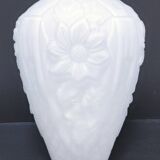 Large art deco glass vase with French floral decor H. 29.5 cm