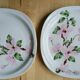 7 porcelain dessert plates pink flowers