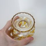 Petit vase art déco en verre cristallin jaune – Années 1950