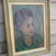 Jeune femme pensive huile sur panneau signée