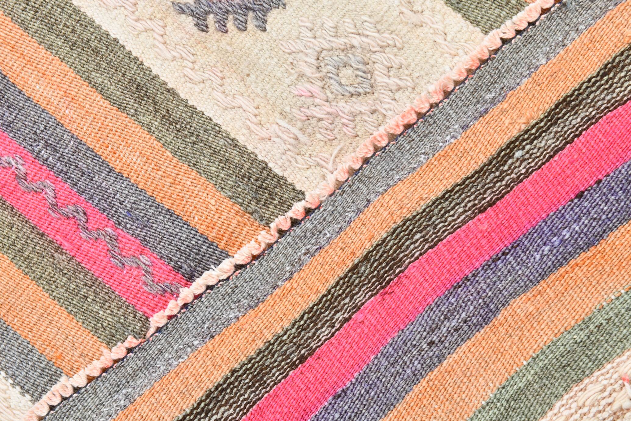 5x7 Multicolor Striped Kilim Rug, Traditional Oriental Carpet, 142x203 Cm