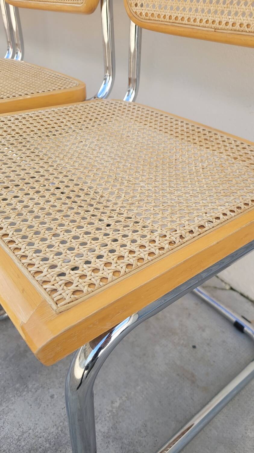 Series of 4 Marcel Breuer B32 chairs signed Italy - 1970s