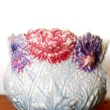 Art Nouveau flowerpot with slip peonies