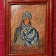 Orientalist portrait oil on cardboard signed Thyra