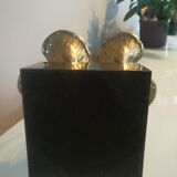 Bronze and brass water lily lamp signed