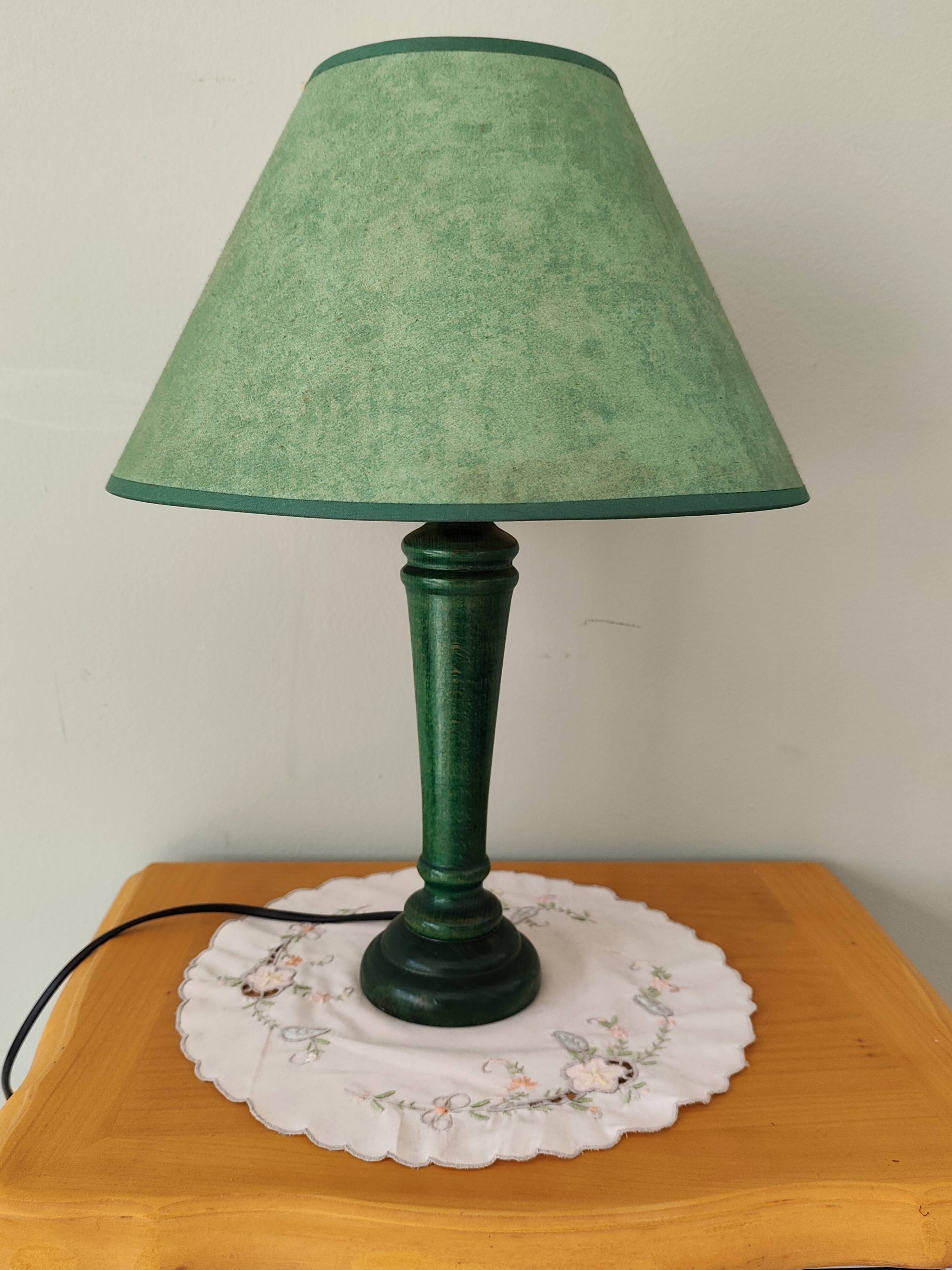 Green wooden table lamp