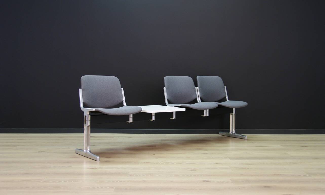 Grey aluminium bench, Danish design, 1960s, production: Denmark