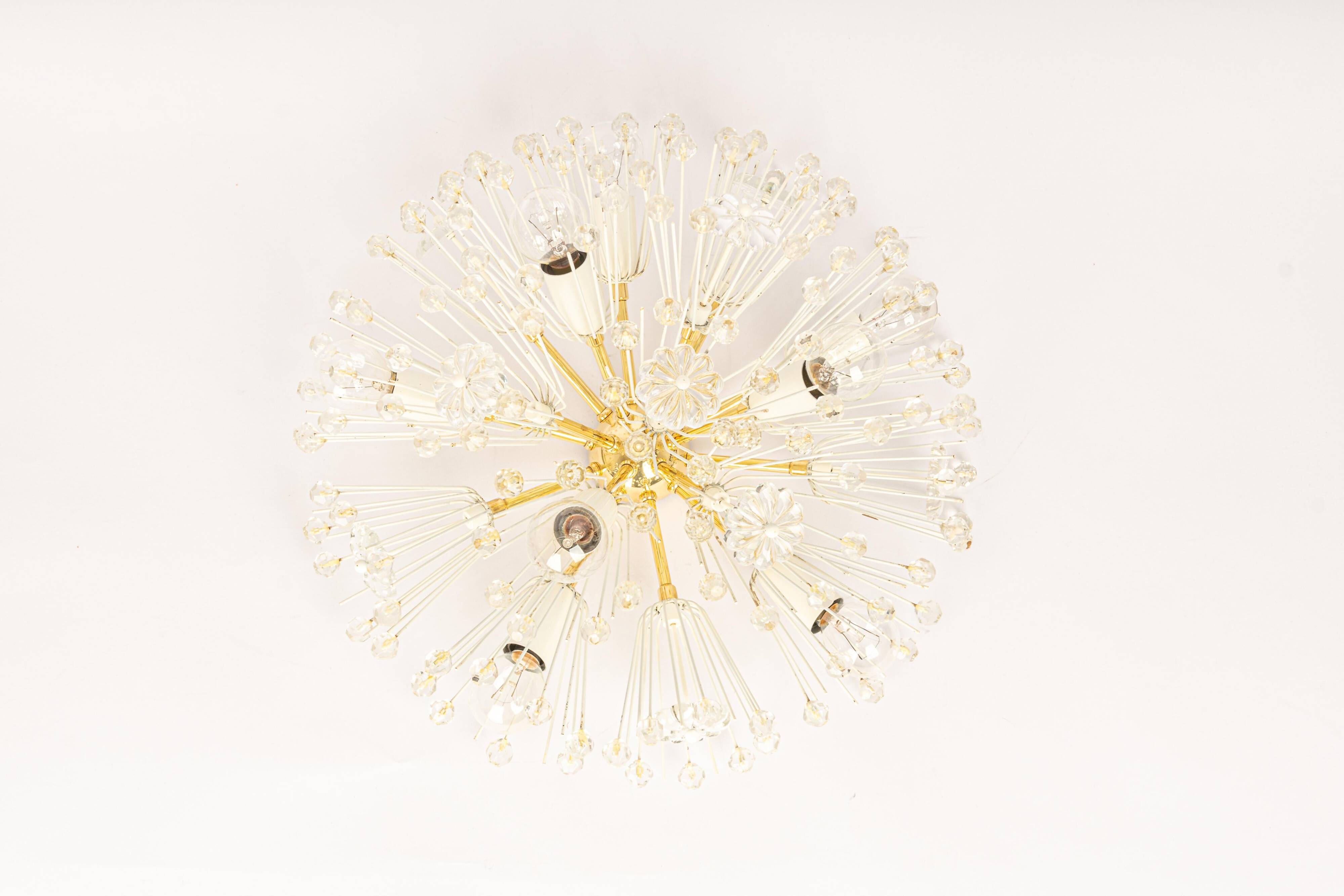 Star Ceiling Light in Brass and Crystal by Emil Stejnar, Austria, 1960s