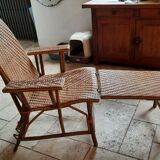 Chaise longue osier et bois