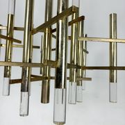 Sciolari 9 lights slight gilded chrome and perspex Chandelier model Ice, Italy 60s