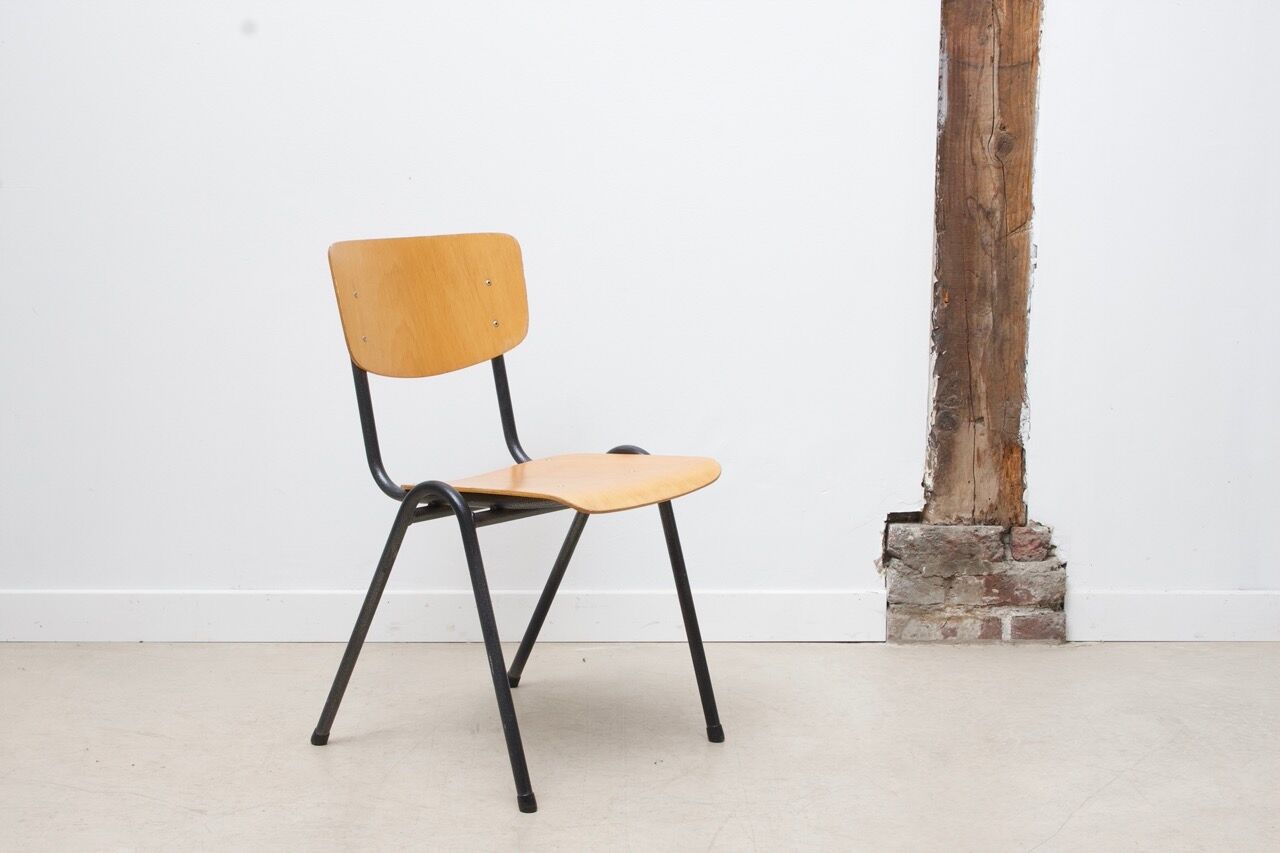 Vintage stackable chair eromes F4 beech anthracite