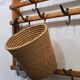 Carl Auböck II paper basket in raffia and brass, umbrella stand, 1950s