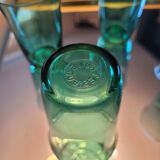 6 green glasses stamped LESIEUR – vintage 60s/70s