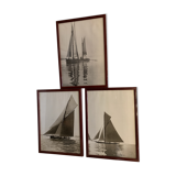 Lot of 3 photographs theme fishing ocean sails