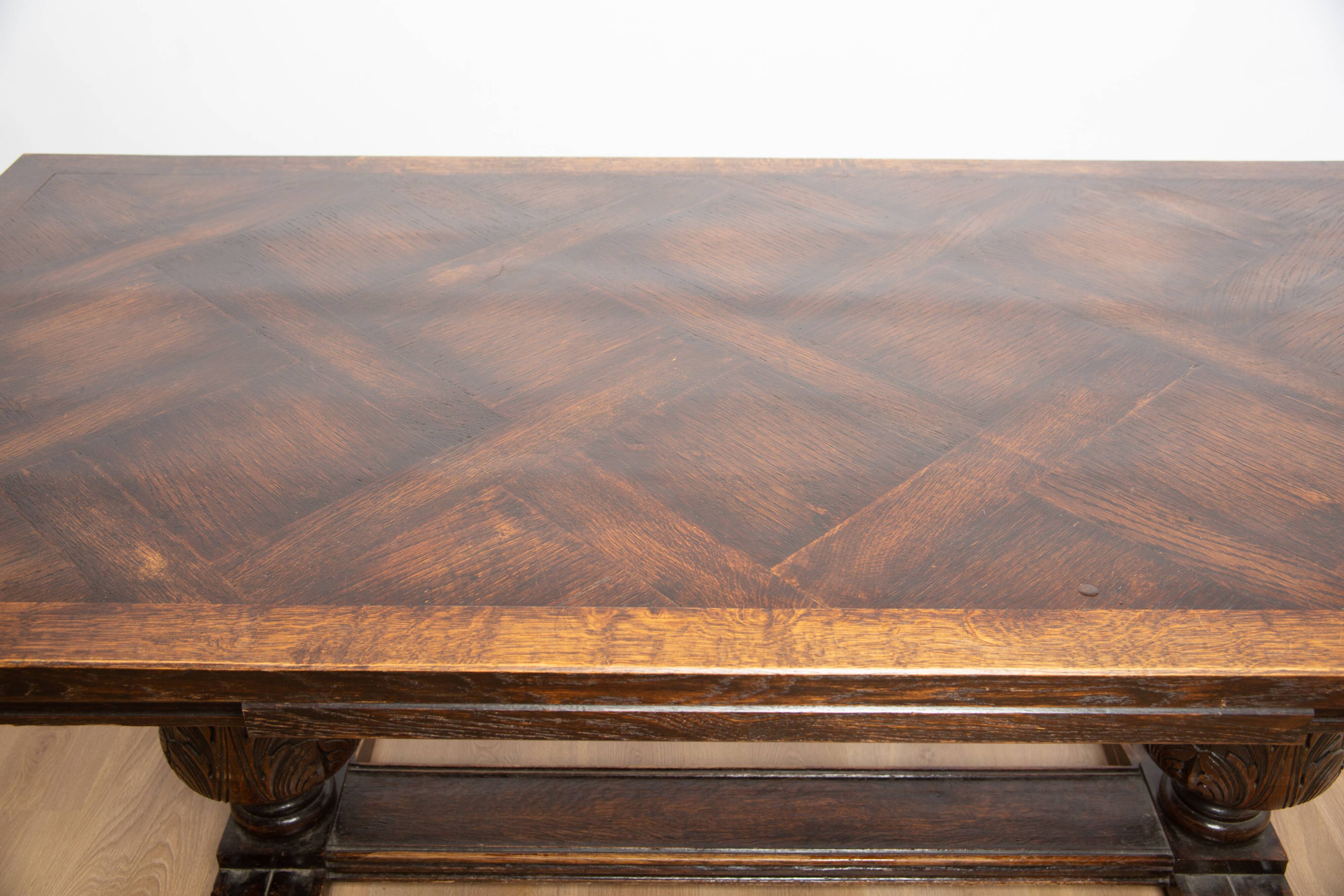 Large solid wood table with Spanish Renaissance extension