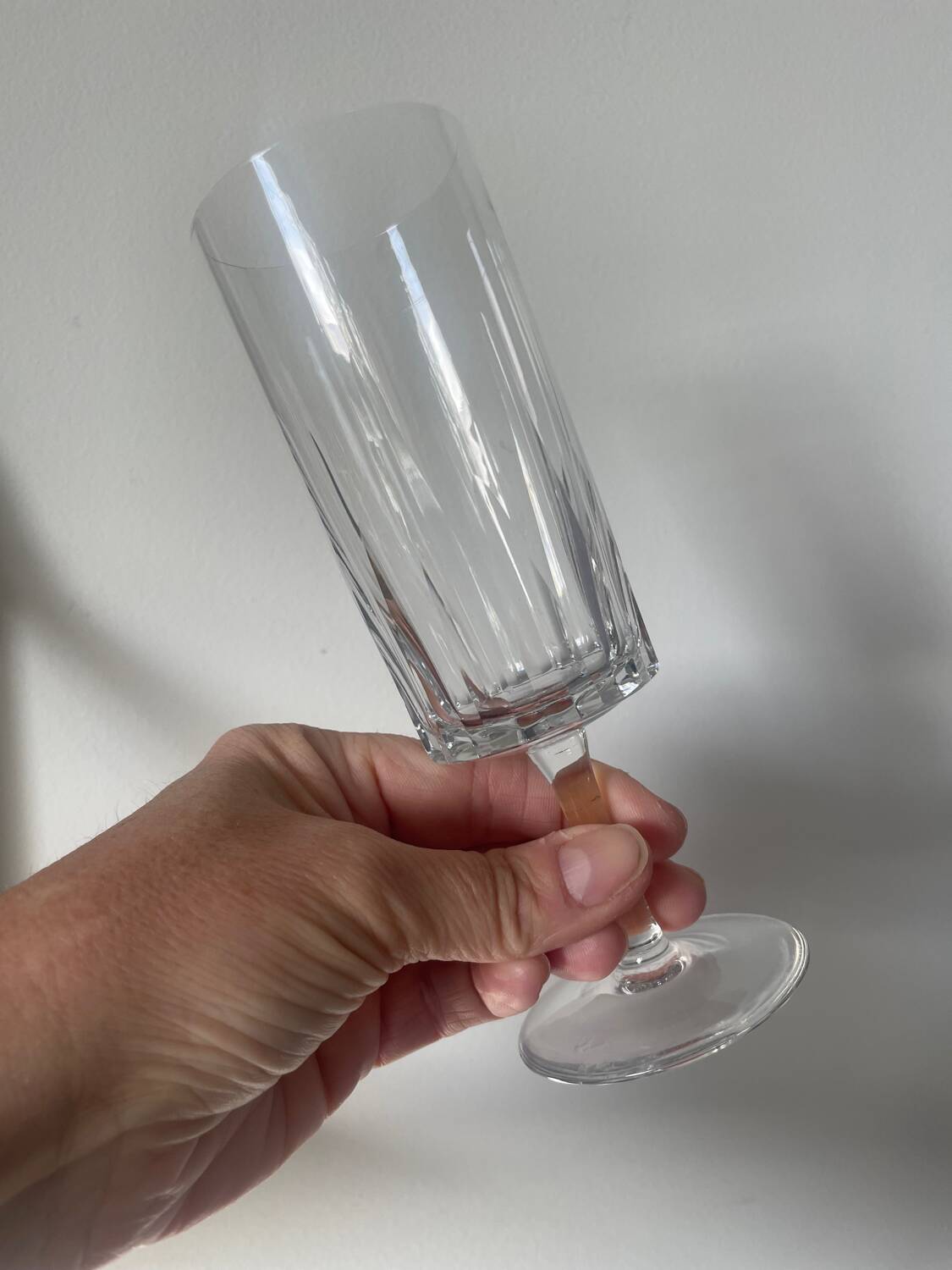 2 hollow crystal champagne glasses
