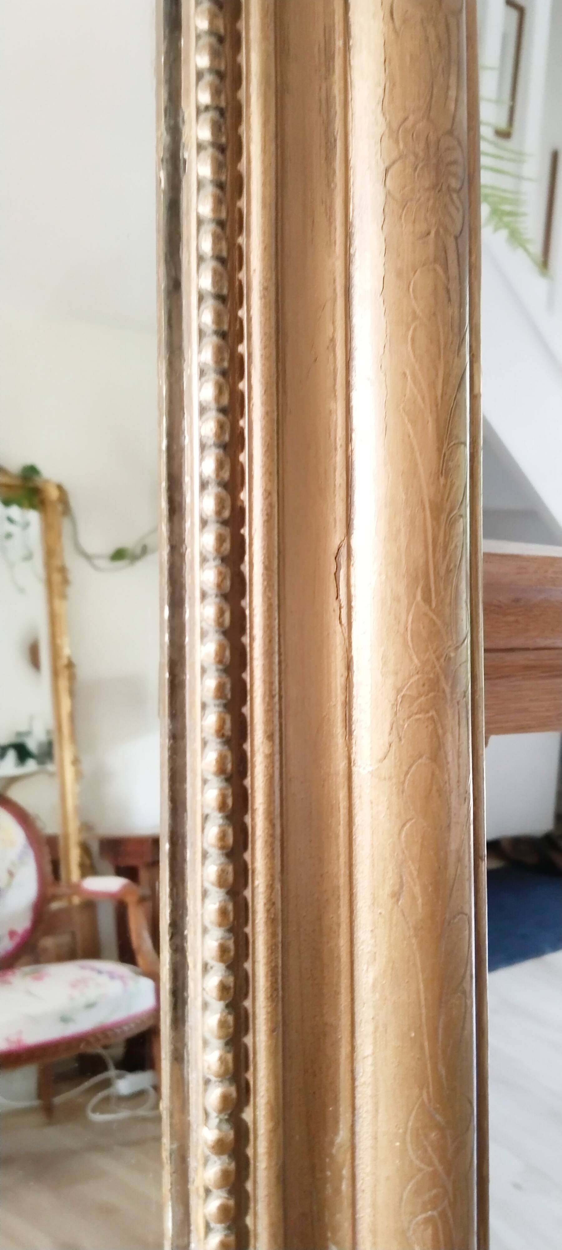 Miroir ancien Louis Philippe, doré  , 140 cm x 100 cm