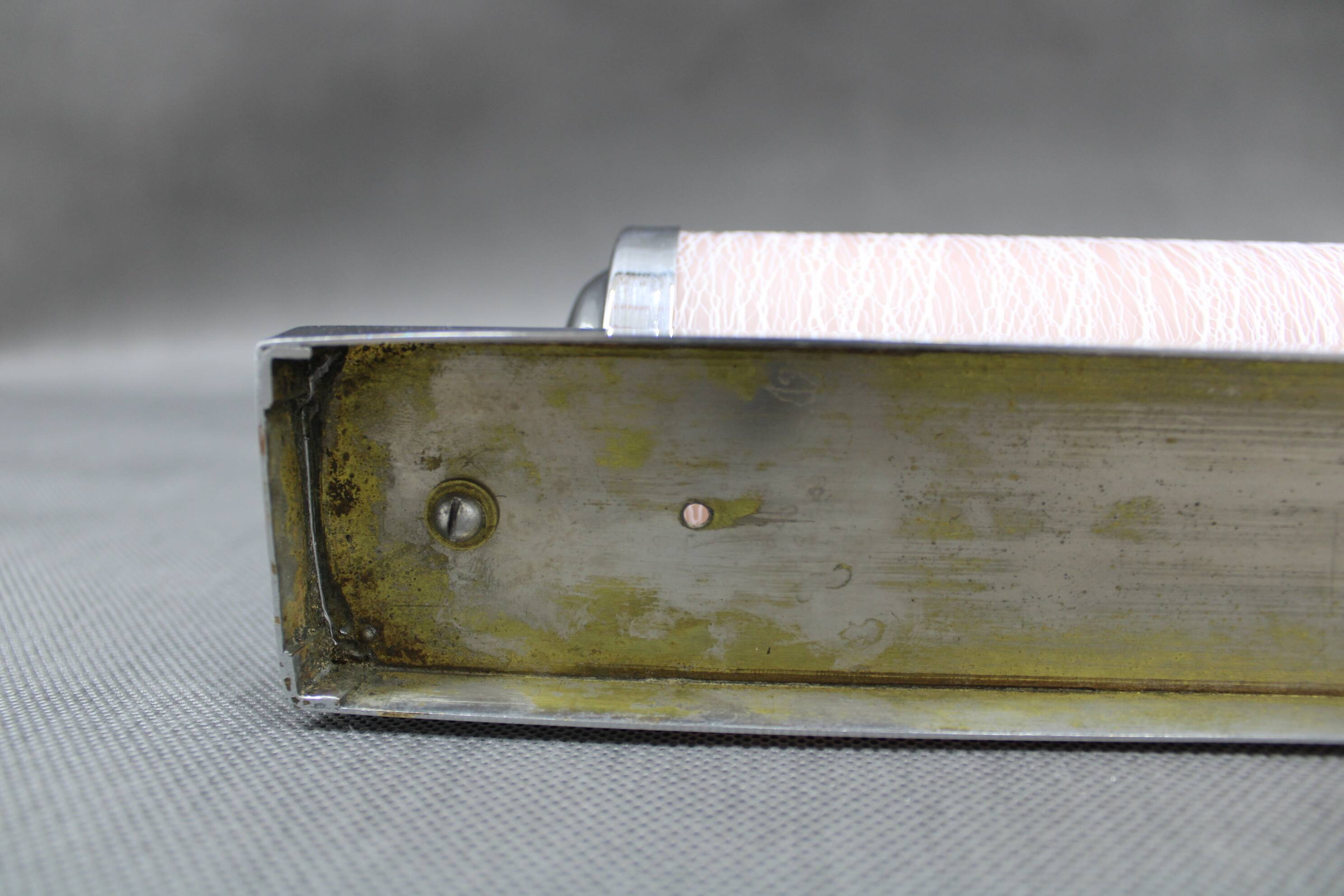 1930s Bauhaus Tubular Wall Light With Pink Glass, Czechoslovakia