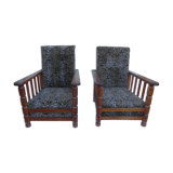 Paire fauteuils style club léopard  vintage