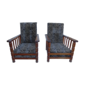 Pair of vintage leopard club chairs