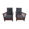Vintage leopard club style armchairs pair