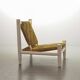 Charlotte Perriand Style Low Seat White Wicker Oak Lounge Chair and Stool
