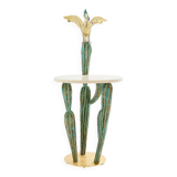 Brass cactus and parrot sculpture console Alain Chervet 1989