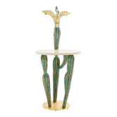 Console sculpture laiton cactus et perroquet Alain Chervet 1989