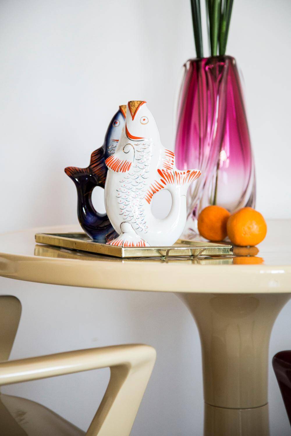 White Glass Fish Carafe/Vase