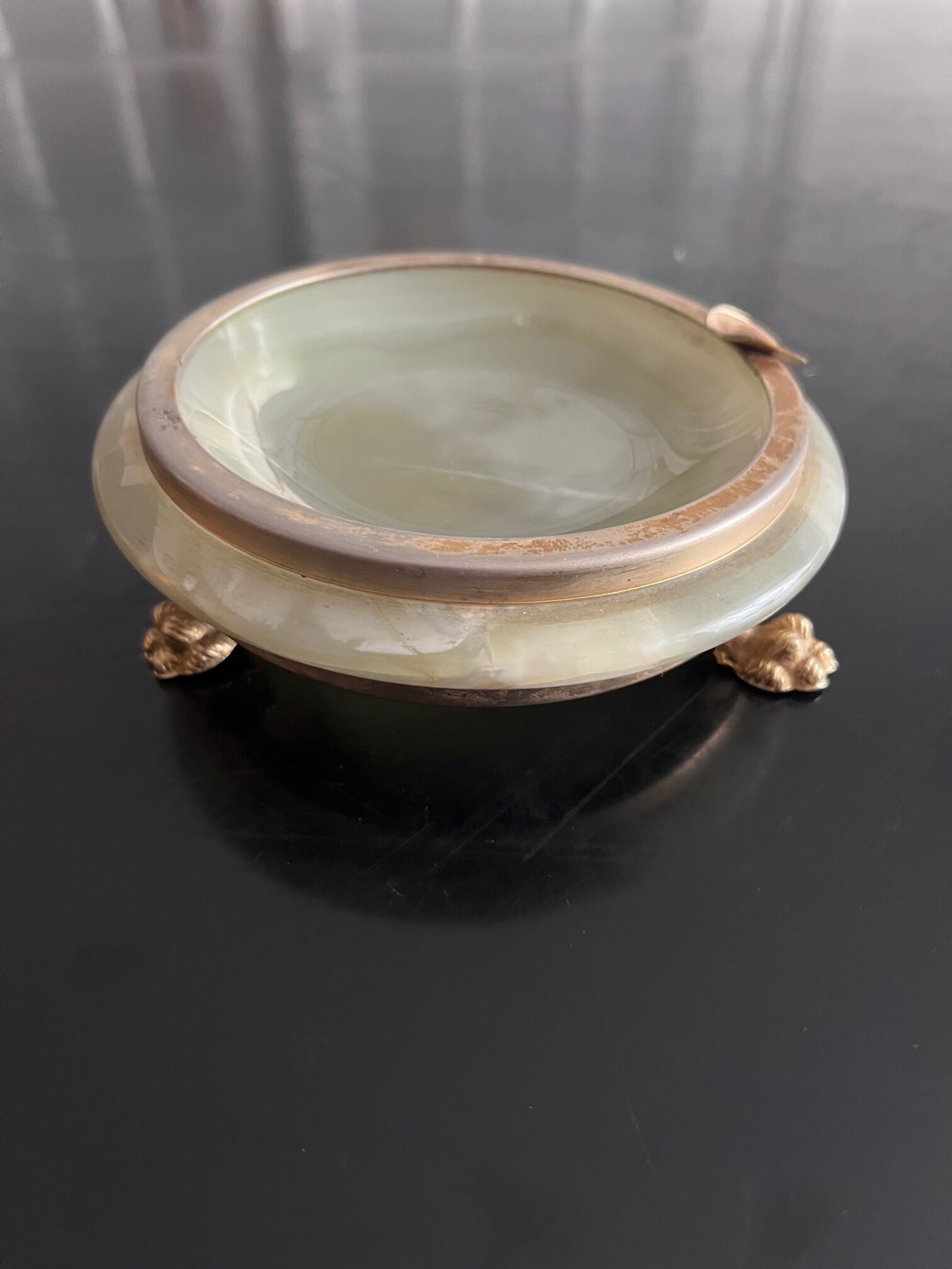 Marble and brass ashtray