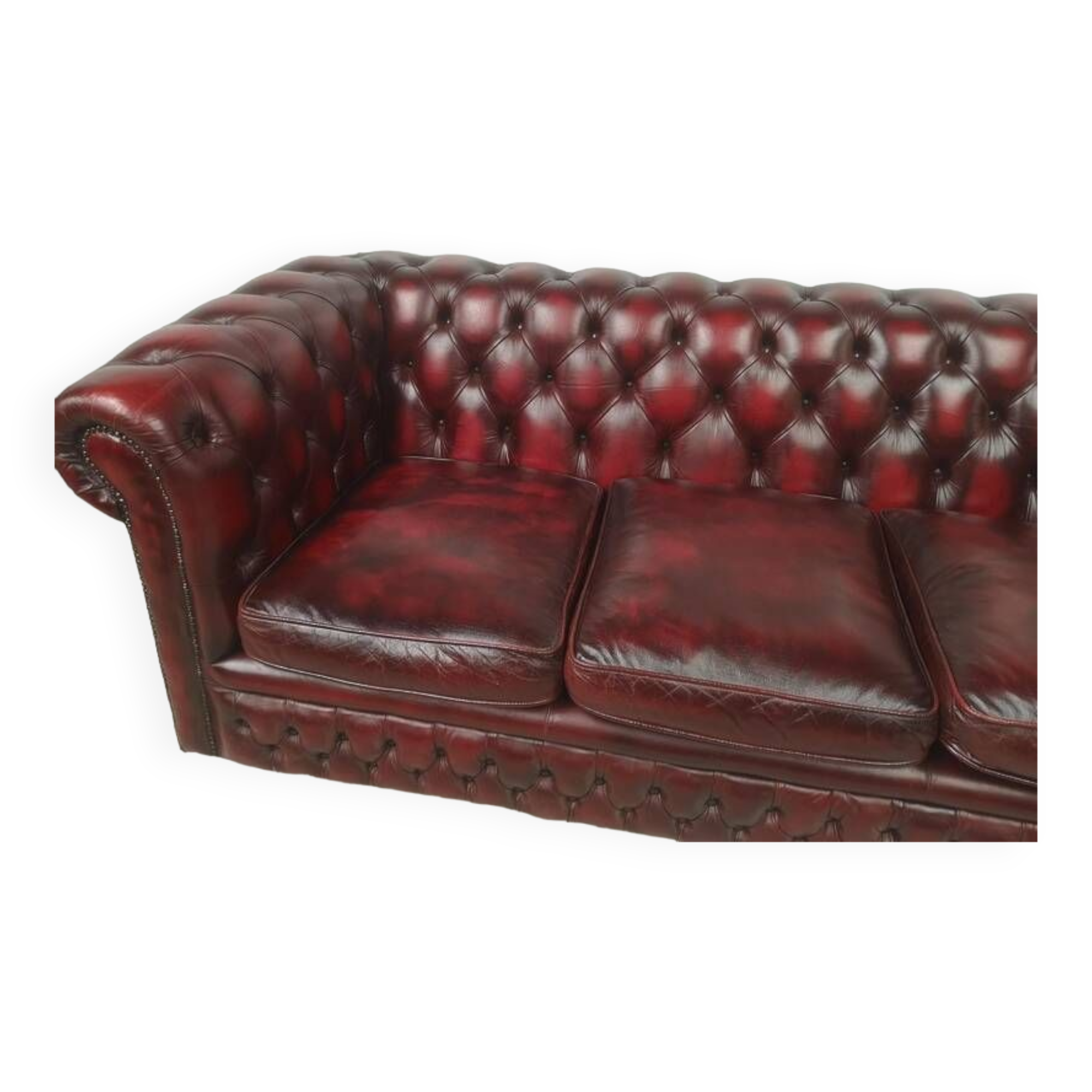 Chesterfield leather sofa burgundy English style