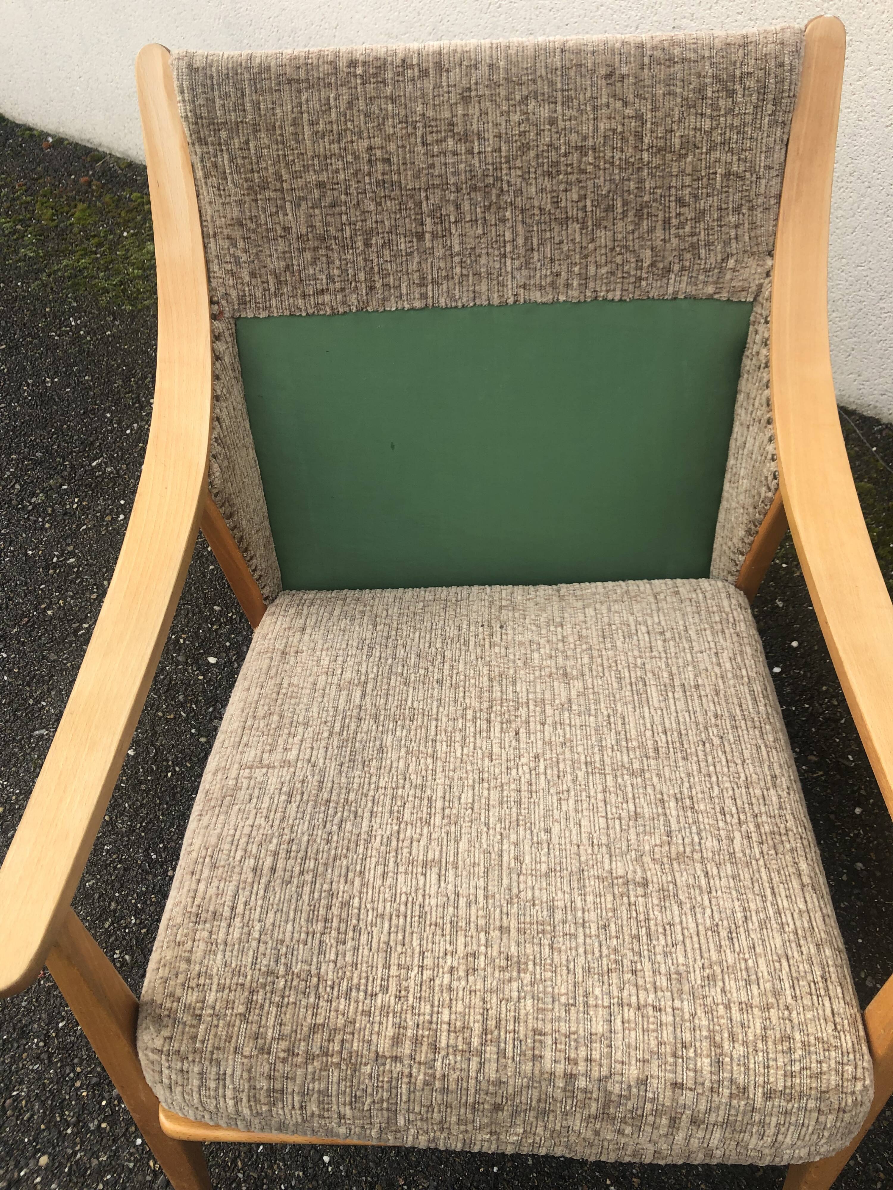 Scandinavian style armchairs blond wood 60s