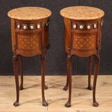 Pair of bedside tables in marquetry from the 20th century.