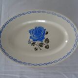 Oval flat earthenware blue flowers 519112 Badonviller