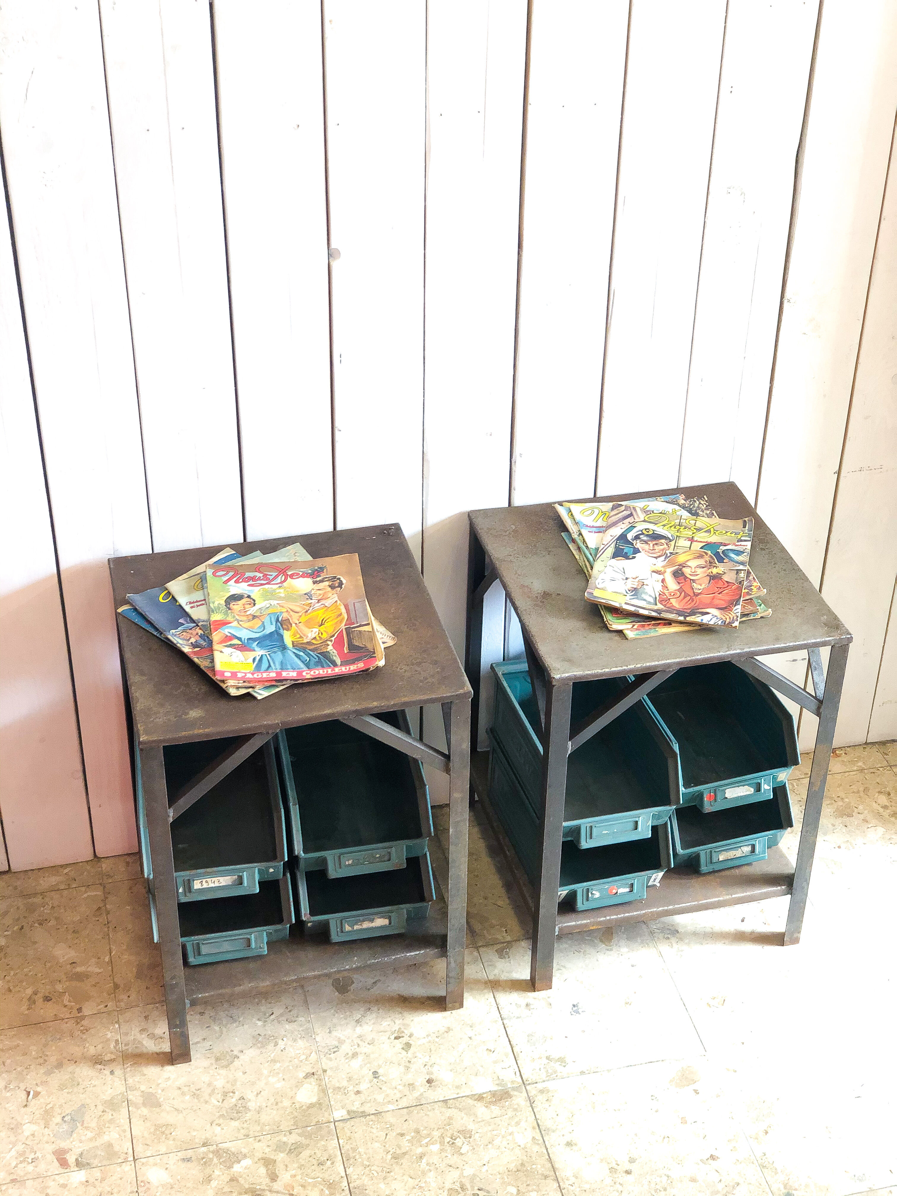 Pair of industrial bedside tables