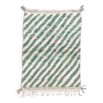 Moroccan Berber Beni Ouarain rug with green stripes 1.56x1.09m