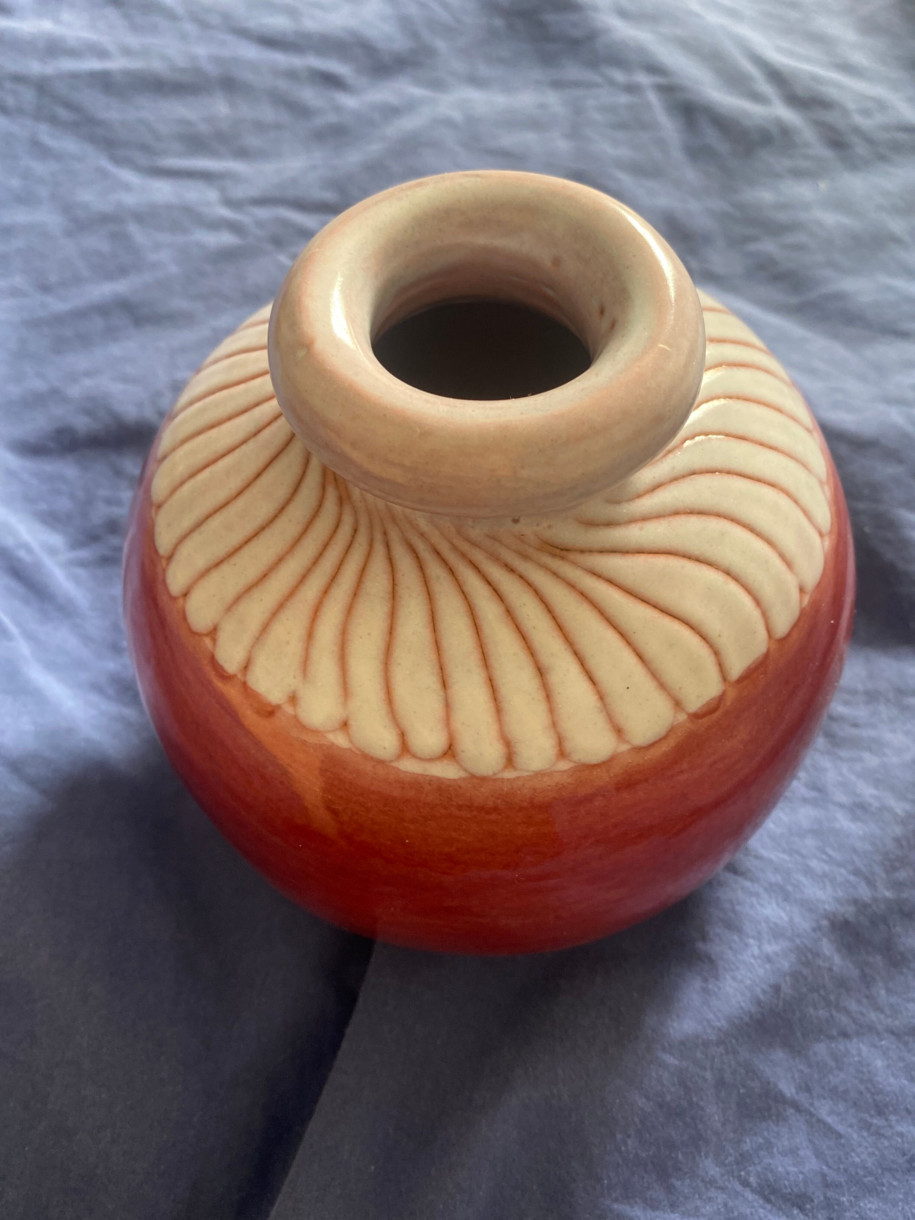 Glazed ceramic ball vase by Jean and Robert Cloutier 1950-1960